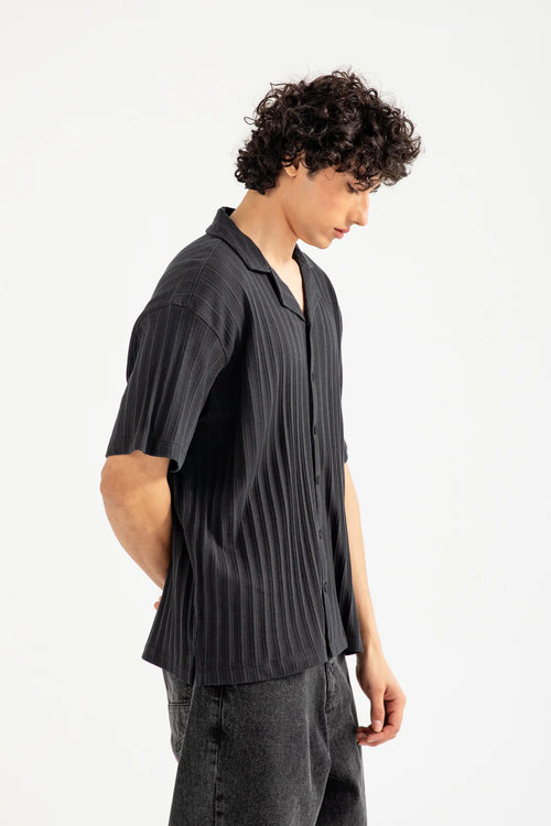 BAGGY FIT RESORT COLLAR TEXTURED