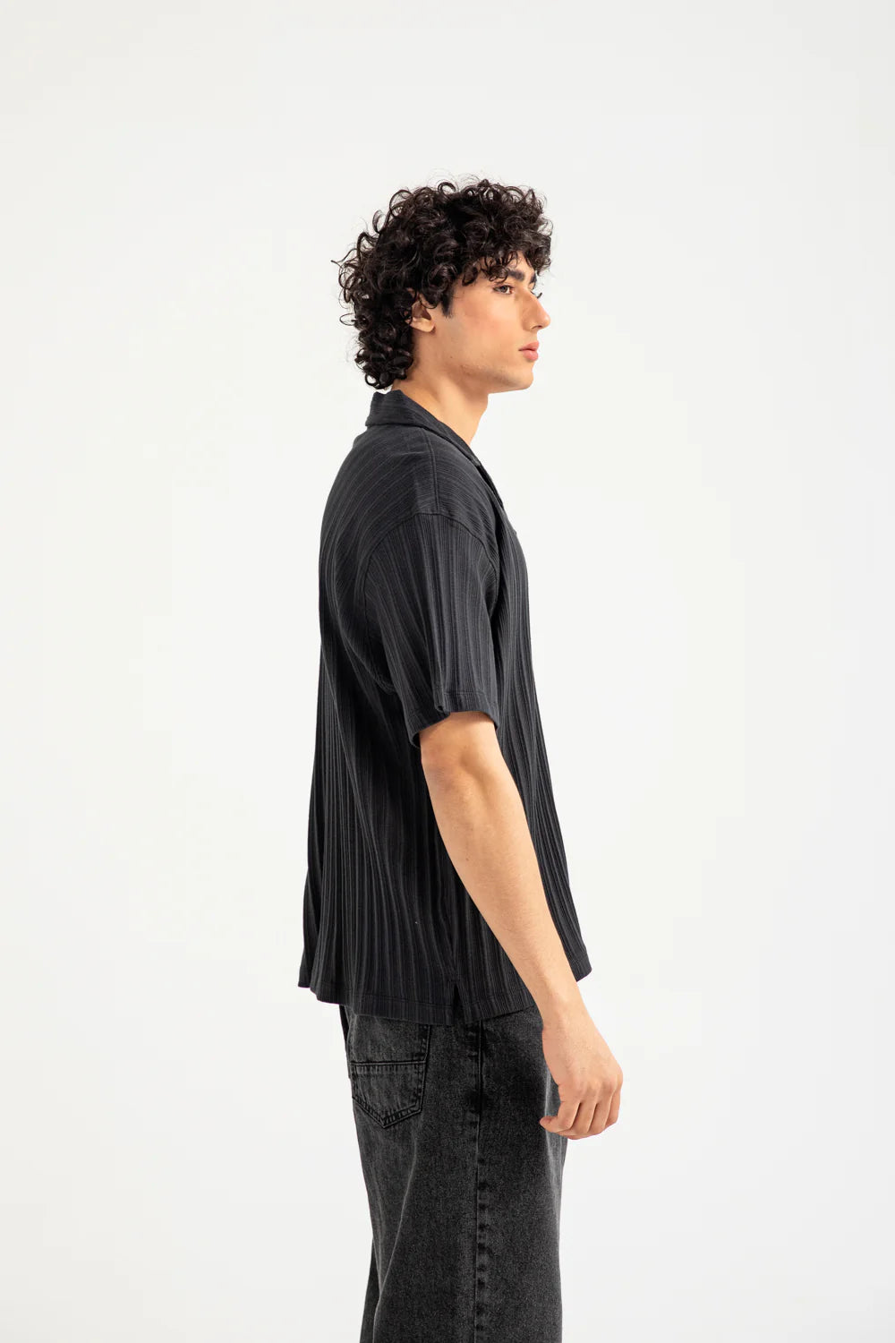 BAGGY FIT RESORT COLLAR TEXTURED
