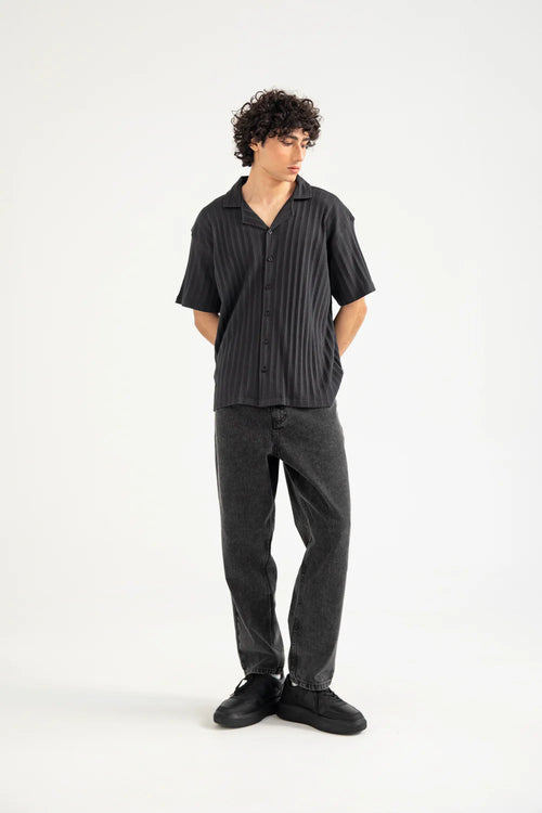 BAGGY FIT RESORT COLLAR TEXTURED