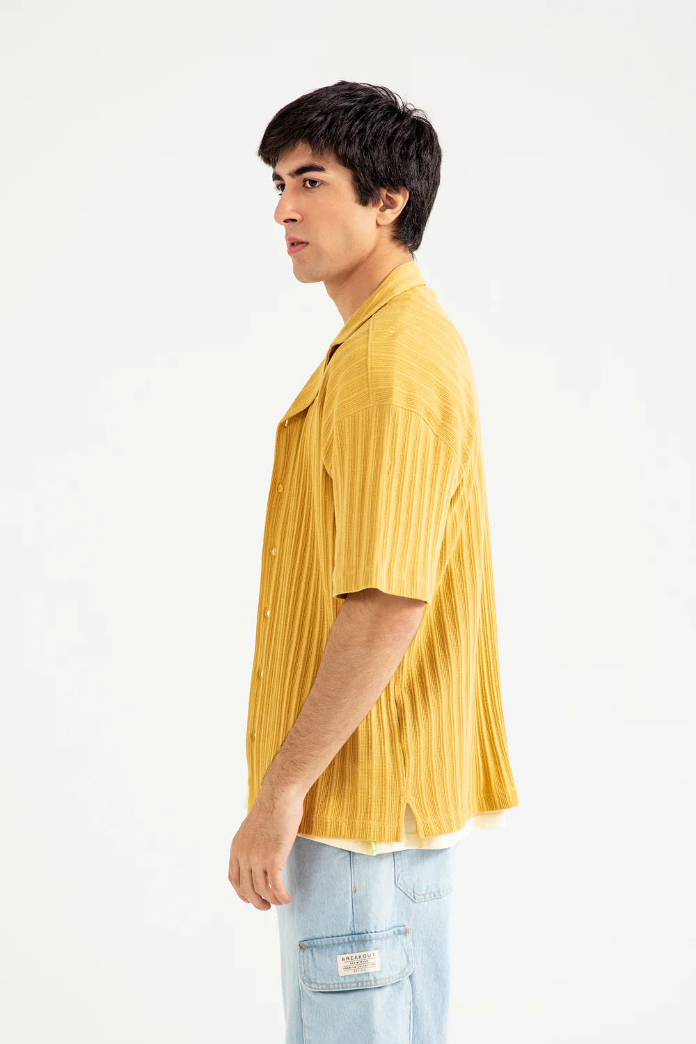 BAGGY FIT RESORT COLLAR TEXTURED