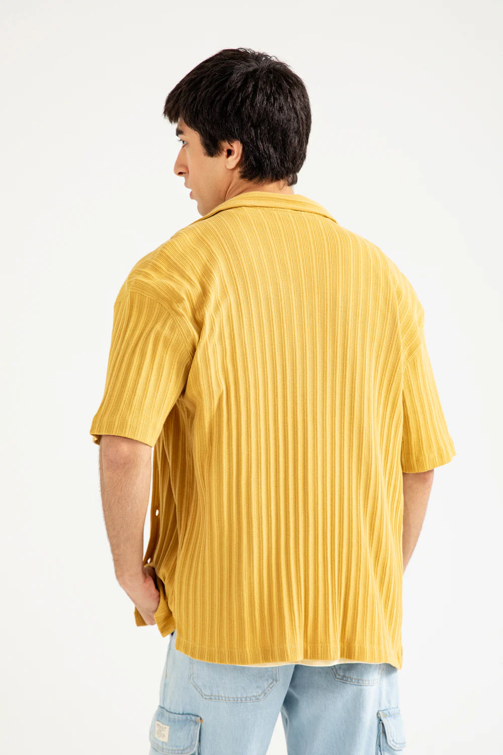 BAGGY FIT RESORT COLLAR TEXTURED