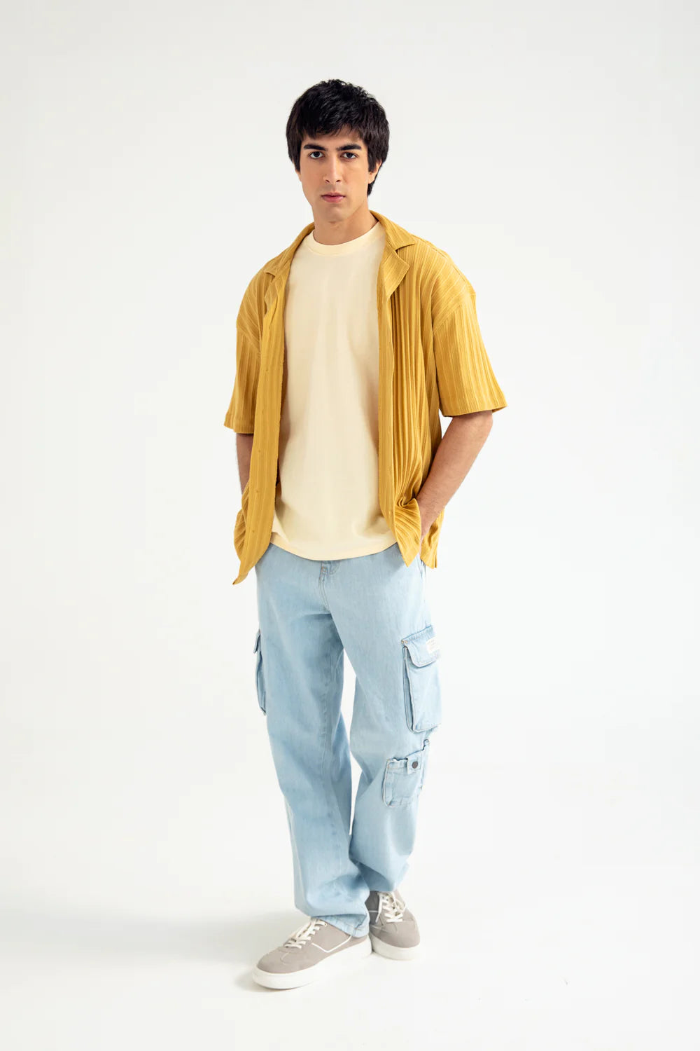 BAGGY FIT RESORT COLLAR TEXTURED