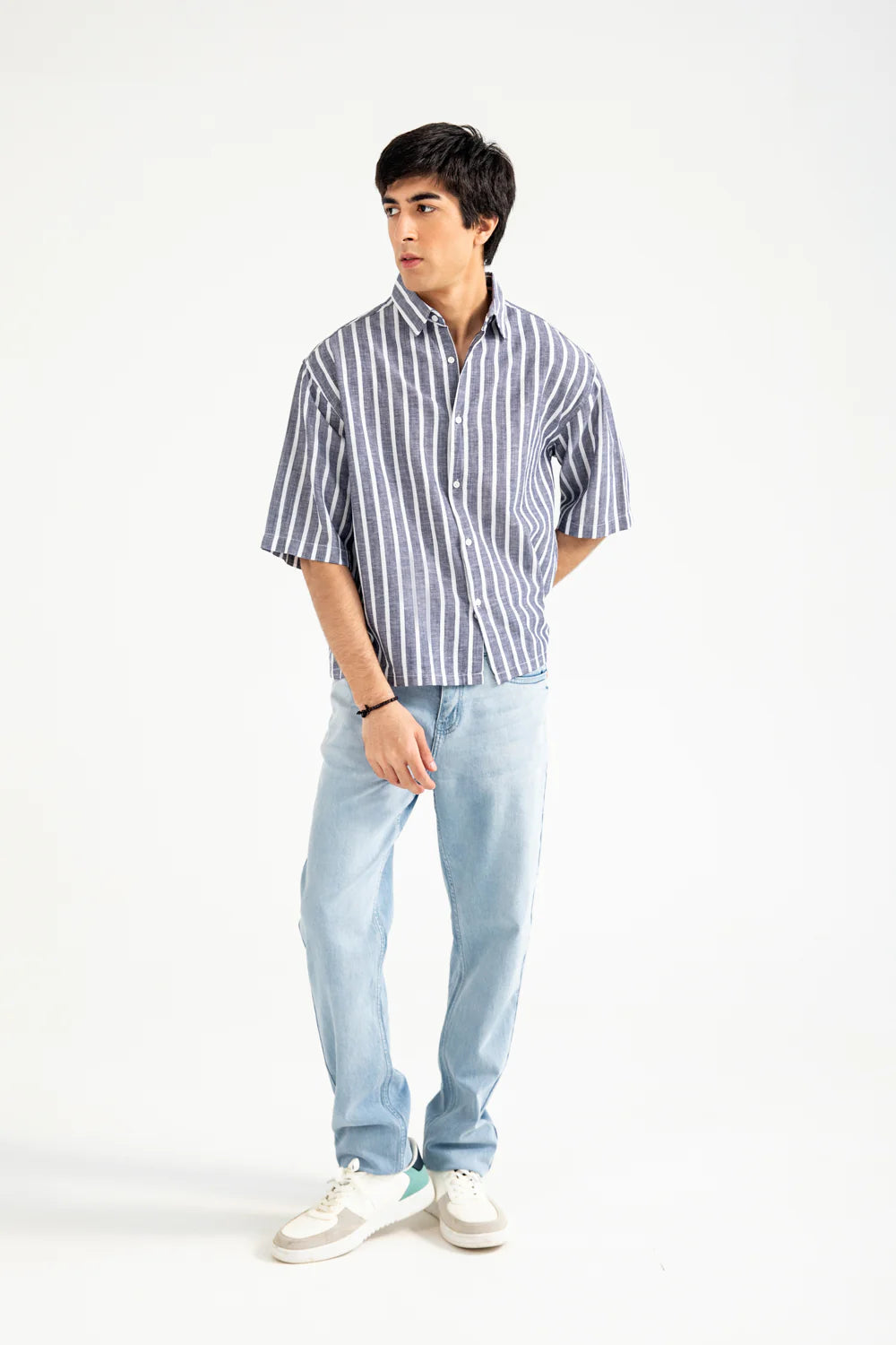 BOXY FIT LINEN STRIPER SHIRT
