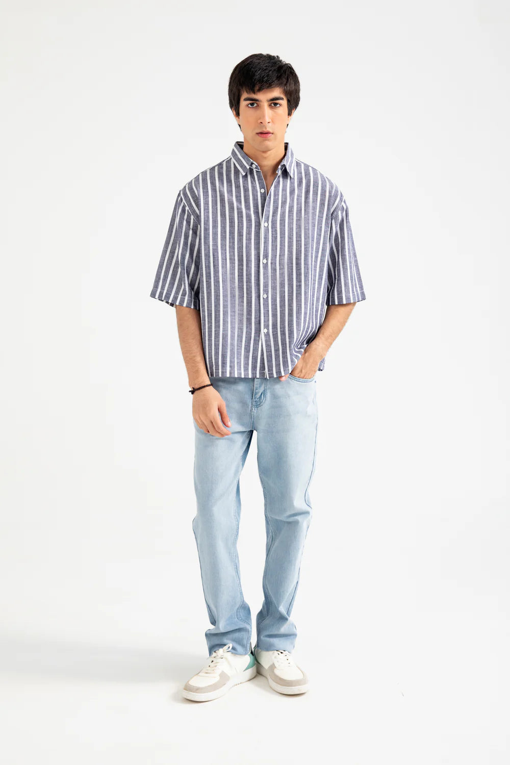 BOXY FIT LINEN STRIPER SHIRT